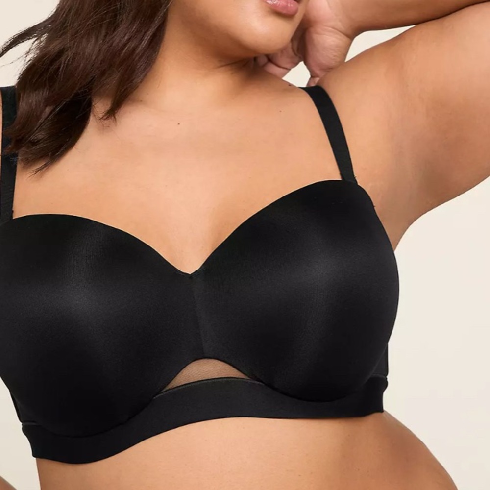 NWT Cacique Black Multi-way Strapless Bra Comfort Bliss Lightly Lined 48C